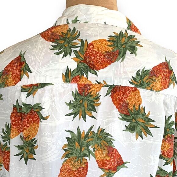Vintage Paradise Found Shirt Hawaiian Pineapple Printed Boxy Camp Collar Top - Picture 4 of 9